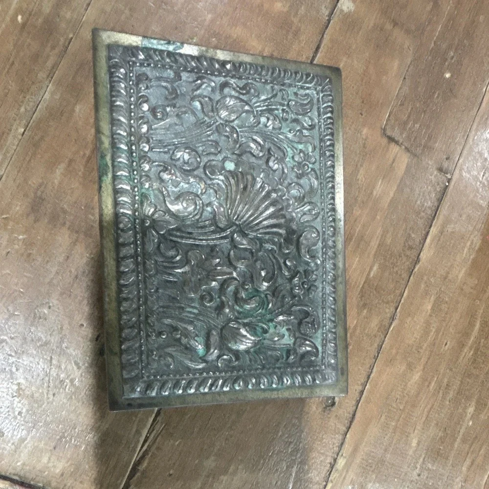 Antique Yogya 800 Silver Box Moeljodihardjo Java Wood Lined Cigar Cigarette Desk